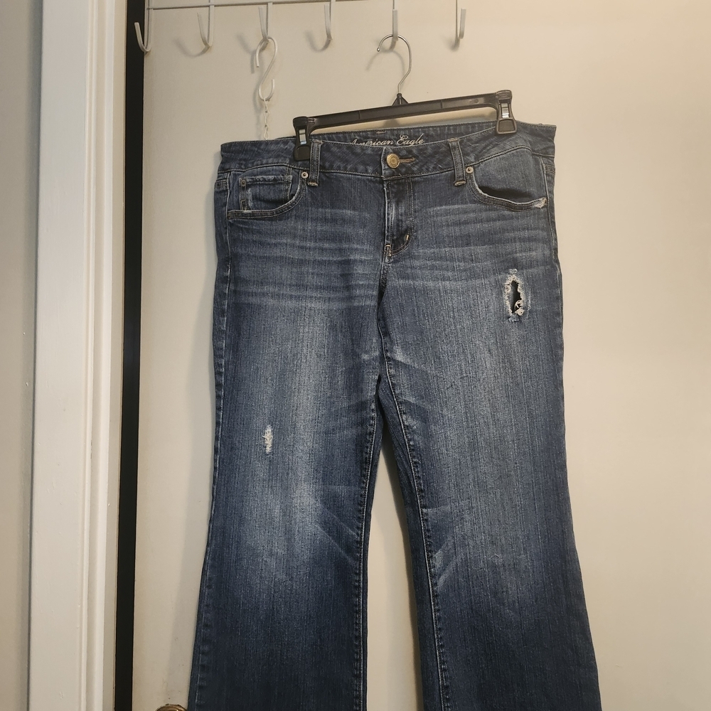 American Eagle Outfitters Flare Jeans in Dark Blue